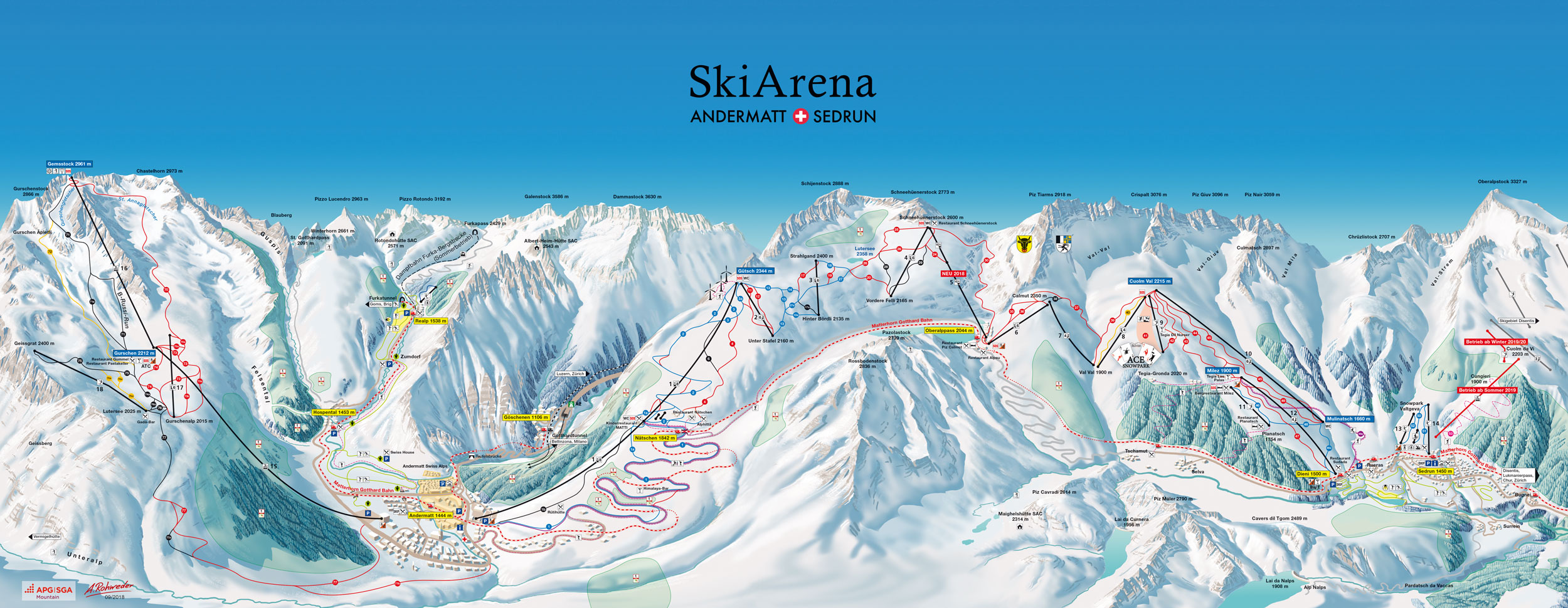 SkiArena Andermatt Sedrun Ski Trail Map