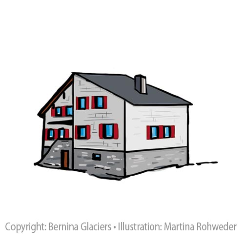 Illustration Bernina Glaciers Karte - Boval Hütte