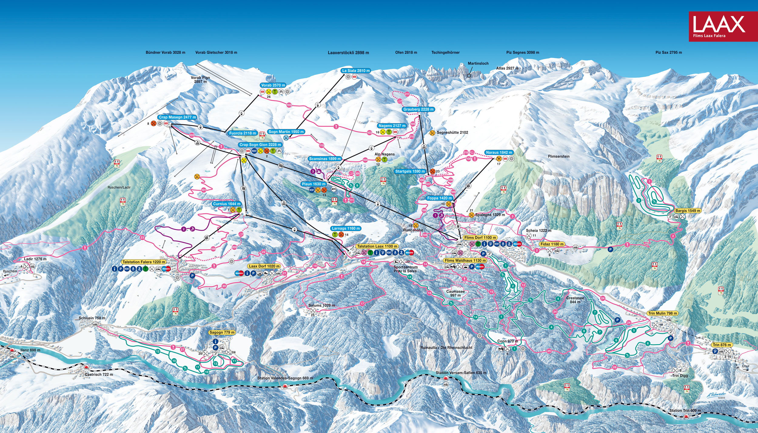 Laax Winterwandern Langlauf Trail Map