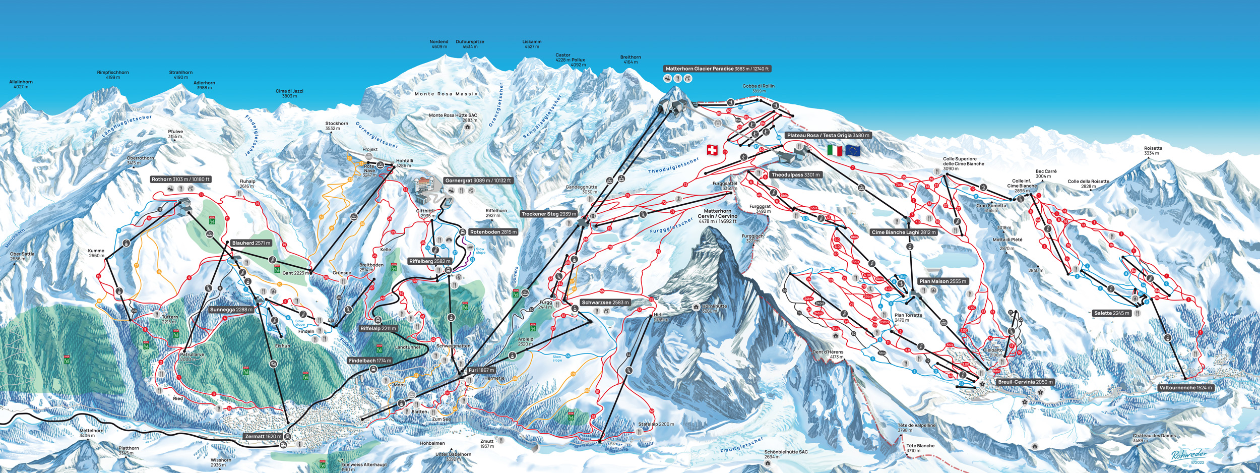 Zermatt Pistenplan Ski Map